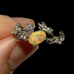 Bague argent  opale welo facettée
