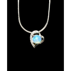 Pendentif argent coeur Opale Ethiopienne