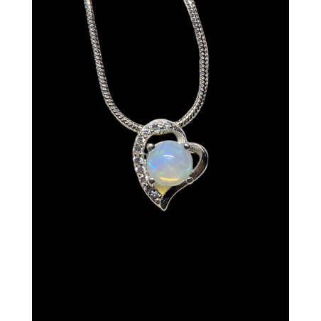 Pendentif argent coeur Opale Ethiopienne