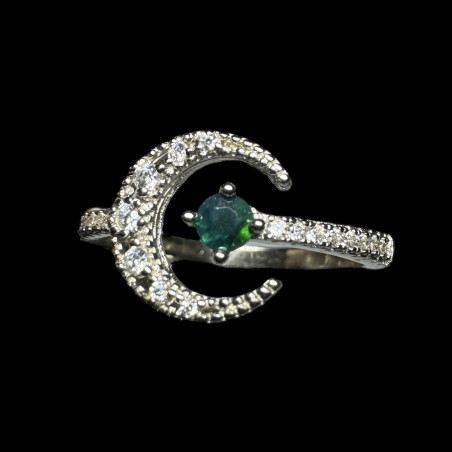 bague argent Lune opale ethiopienne facettée