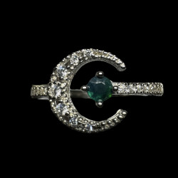 bague argent Lune opale ethiopienne facettée