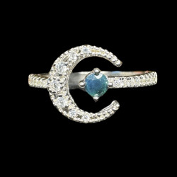 bague argent Lune opale ethiopienne facettée