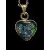 Pendentif argent 925 "Coeur" opale triplet mosaïque Australie