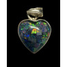 Pendentif argent 925 "Coeur" opale triplet mosaïque Australie