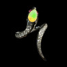 Bague argent plaqué or blanc "serpent" opale facettée