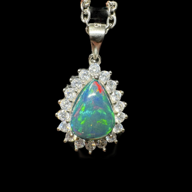 Pendentif argent Opale Ethiopienne