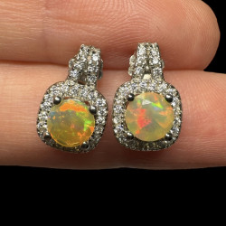 Boucles d'oreilles argent opales welo