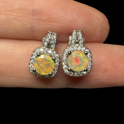 Boucles d'oreilles argent opales welo