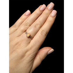 Bague argent plaqué or rose opale welo facettée