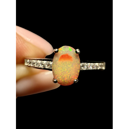 Bague argent opale welo facettée