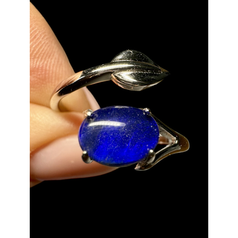 Bague argent feuille opale triplet bleu australien