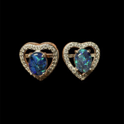Boucles d'oreilles coeur triplets bleus mosaïque australiens