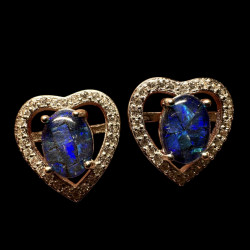 Boucles d'oreilles coeur triplets bleus mosaïque australiens