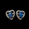 Boucles d'oreilles coeur triplets bleus mosaïque australiens