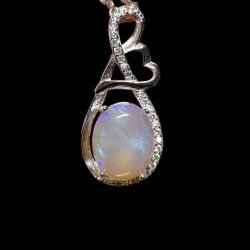 Pendentif argent 925 coeur opale Coober Pedy Australie