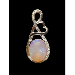 Pendentif argent 925 coeur opale Coober Pedy Australie