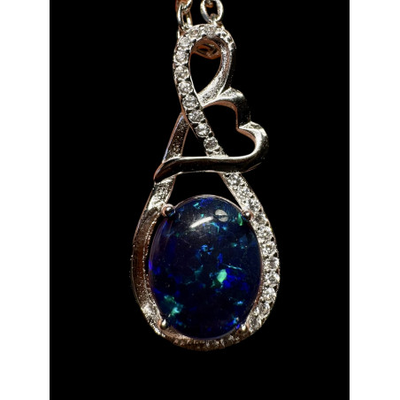 Pendentif argent 925 coeur opale triplet Australie