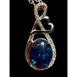 Pendentif argent 925 coeur opale triplet Australie
