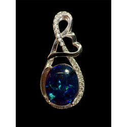Pendentif argent 925 coeur opale triplet Australie