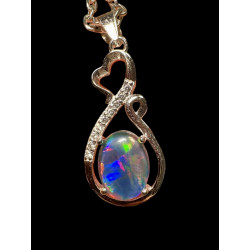 Pendentif argent 925 coeur opale triplet Australie