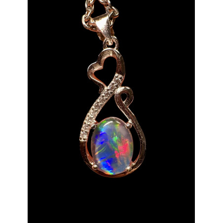 Pendentif argent 925 coeur opale triplet Australie