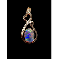 Pendentif argent 925 coeur opale triplet Australie