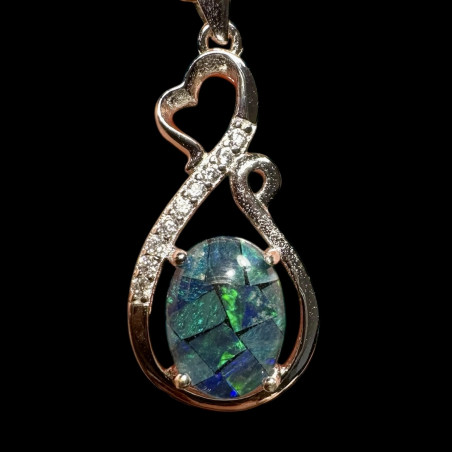 Pendentif argent 925 coeur opale triplet Australie