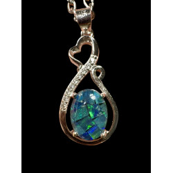 Pendentif argent 925 coeur opale triplet Australie