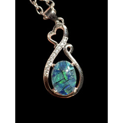Pendentif argent 925 coeur opale triplet Australie