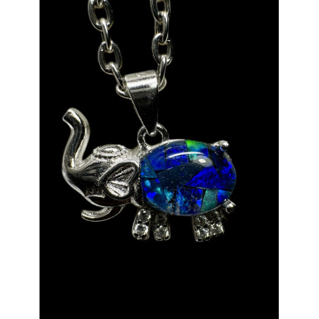 Pendentif argent 925 Eléphant opale triplet Australie