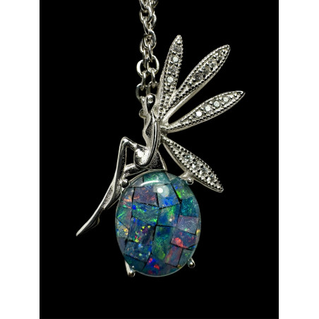 Pendentif fée argent Opale triplet mosaïque