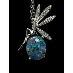 Pendentif fée argent Opale triplet mosaïque