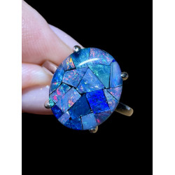 Bague argent opale triplet mosaïque australienne