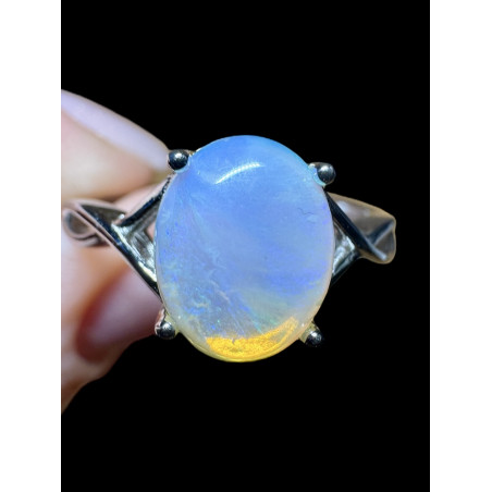 Bague argent opale crystal Coober Pedy