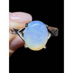 Bague argent opale crystal Coober Pedy