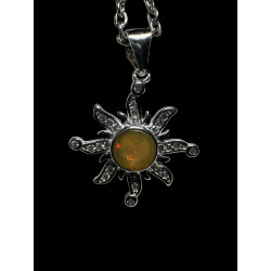 Pendentif argent soleil Opale Ethiopienne