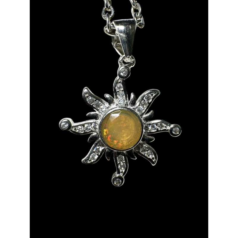 Pendentif argent soleil Opale Ethiopienne