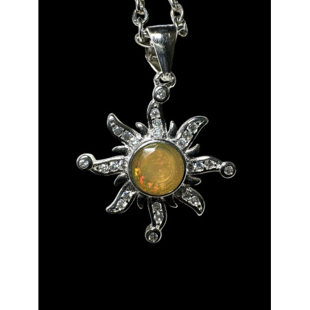 Pendentif argent soleil Opale Ethiopienne