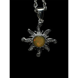 Pendentif argent soleil Opale Ethiopienne