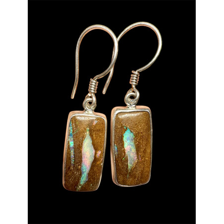 Boucles pendantes opales Boulder Australie
