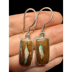 Boucles pendantes opales Boulder Australie