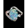 Bague argent opale triplet mosaïque australienne