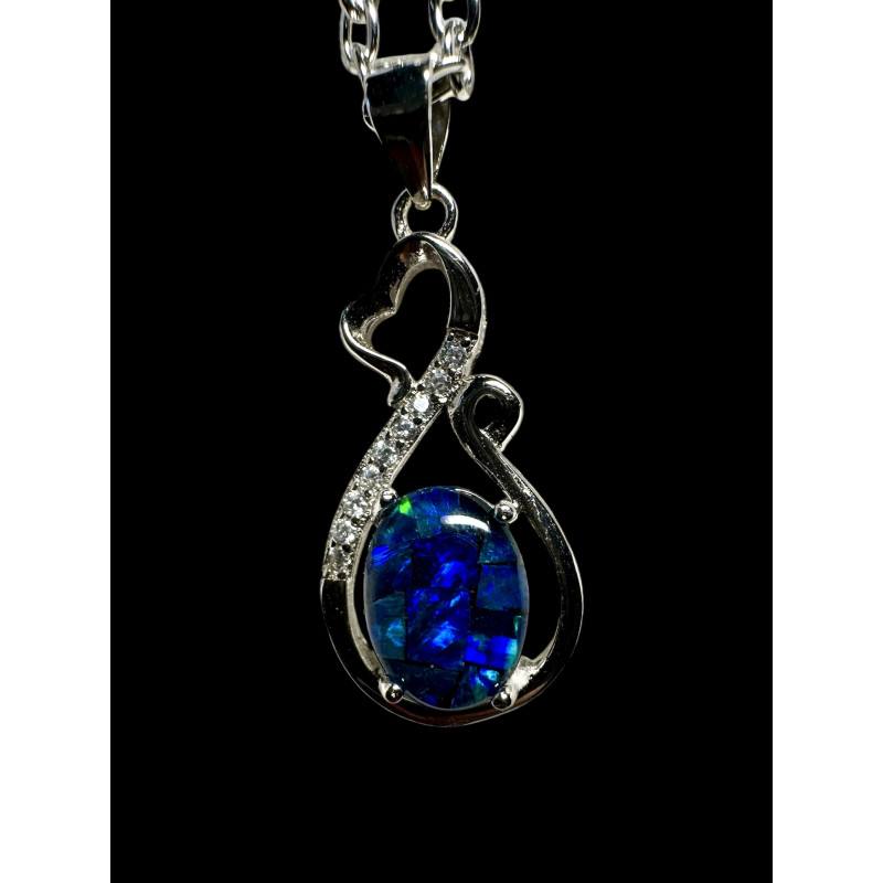Pendentif argent 925 coeur opale triplet Australie