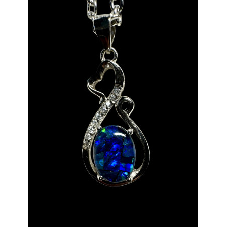 Pendentif argent 925 coeur opale triplet Australie