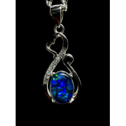 Pendentif argent 925 coeur opale triplet Australie