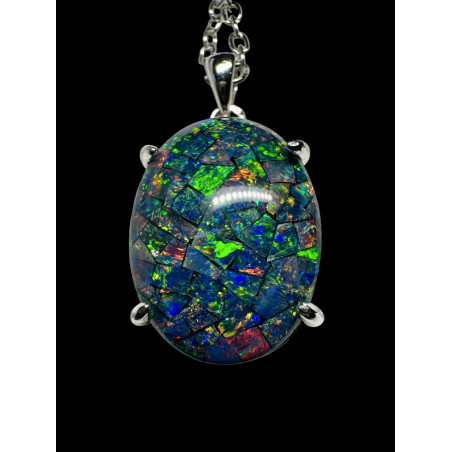 Pendentif argent 925 opale triplet mosaïque Australie