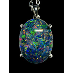 Pendentif argent 925 opale triplet mosaïque Australie