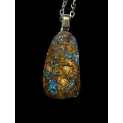 Pendentif argent opale boulder Yowah 25.60 carats