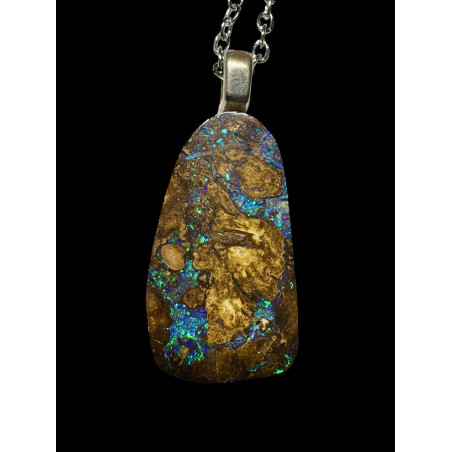 Pendentif argent opale boulder Yowah 25.60 carats