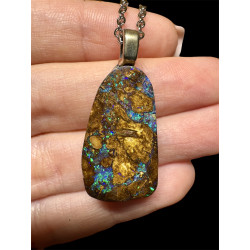 Pendentif argent opale boulder Yowah 25.60 carats